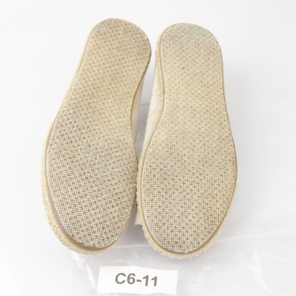 TOMS Women's Alpargata Open Toe Flats Size 7.5 Slip On Beige Linen Boho Shoe - Picture 11 of 13